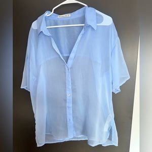 Abercrombie & Fitch Sheer Short Sleeved Button Down